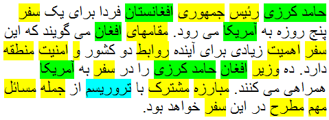 Persian text with Arabic loan words highlighted Persian text with Arabic loan words highlighted